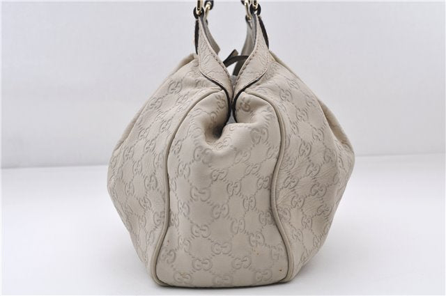 Authentic GUCCI Guccissima Sukey Shoulder Tote Bag GG Leather 211944 White 4802E