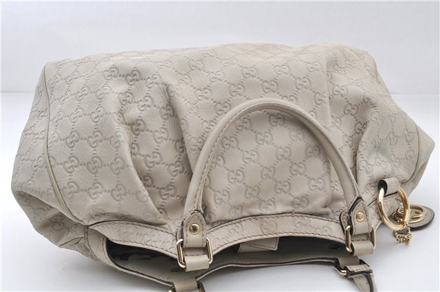 Authentic GUCCI Guccissima Sukey Shoulder Tote Bag GG Leather 211944 White 4802E