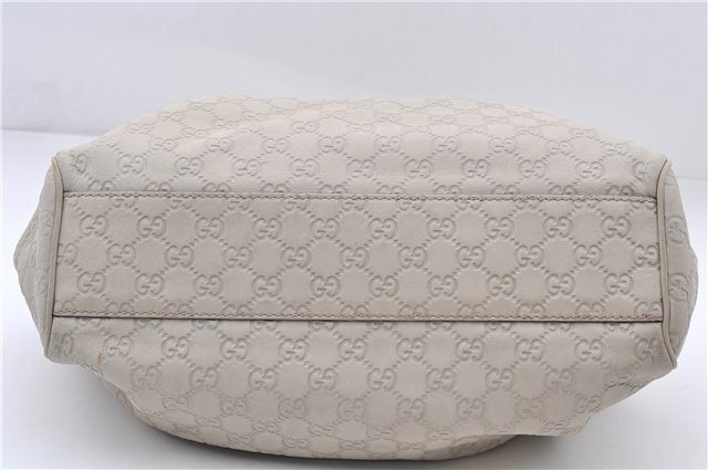 Authentic GUCCI Guccissima Sukey Shoulder Tote Bag GG Leather 211944 White 4802E