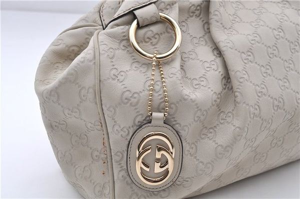 Authentic GUCCI Guccissima Sukey Shoulder Tote Bag GG Leather 211944 White 4802E
