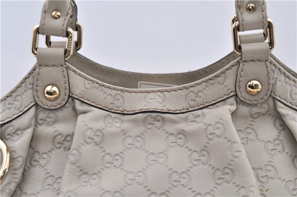 Authentic GUCCI Guccissima Sukey Shoulder Tote Bag GG Leather 211944 White 4802E