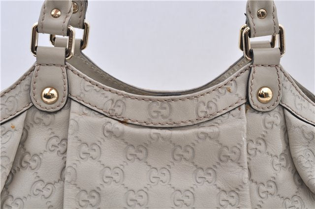 Authentic GUCCI Guccissima Sukey Shoulder Tote Bag GG Leather 211944 White 4802E