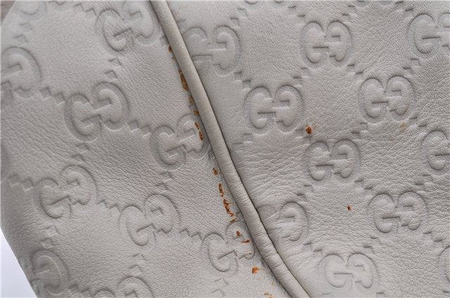 Authentic GUCCI Guccissima Sukey Shoulder Tote Bag GG Leather 211944 White 4802E