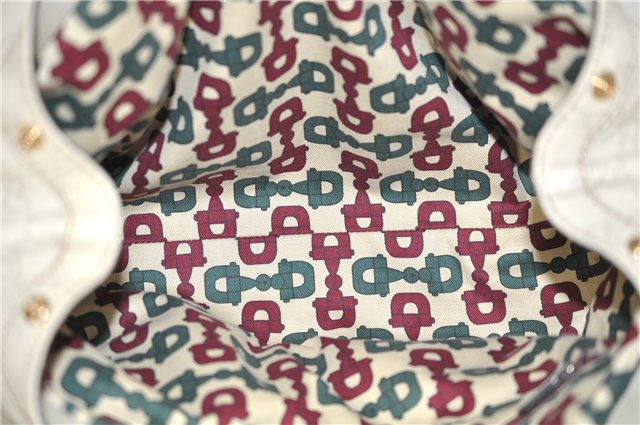 Authentic GUCCI Guccissima Sukey Shoulder Tote Bag GG Leather 211944 White 4802E