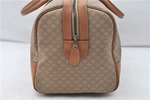 Authentic CELINE Macadam Blason Pattern Boston Hand Bag PVC Leather Beige 4803D