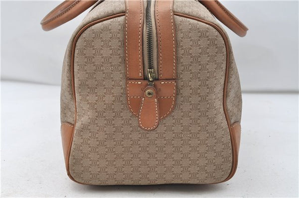 Authentic CELINE Macadam Blason Pattern Boston Hand Bag PVC Leather Beige 4803D