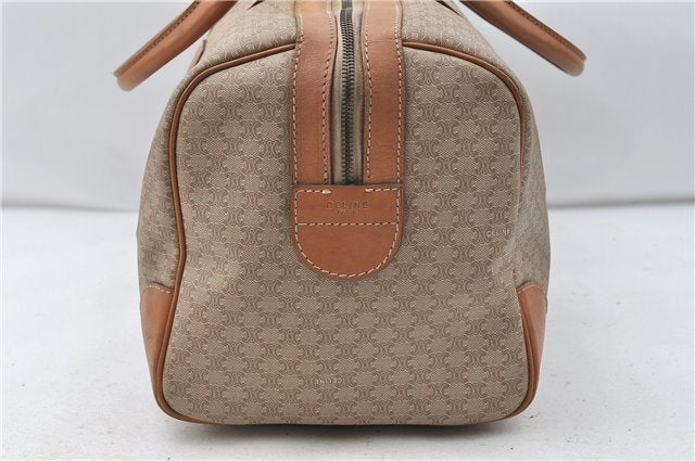 Authentic CELINE Macadam Blason Pattern Boston Hand Bag PVC Leather Beige 4803D
