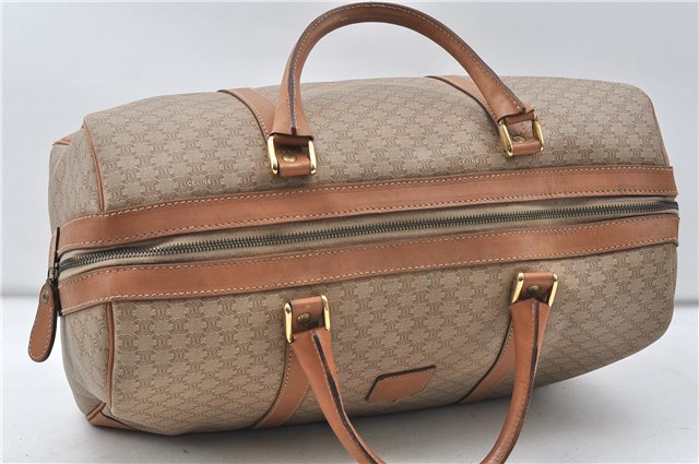 Authentic CELINE Macadam Blason Pattern Boston Hand Bag PVC Leather Beige 4803D
