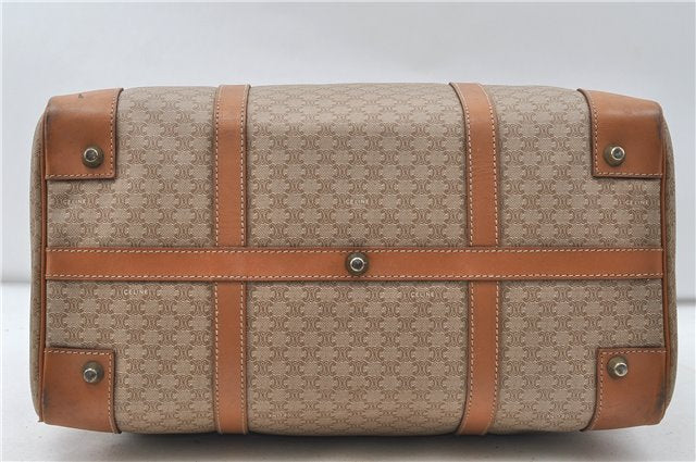Authentic CELINE Macadam Blason Pattern Boston Hand Bag PVC Leather Beige 4803D