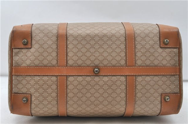 Authentic CELINE Macadam Blason Pattern Boston Hand Bag PVC Leather Beige 4803D