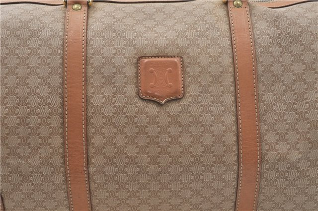 Authentic CELINE Macadam Blason Pattern Boston Hand Bag PVC Leather Beige 4803D