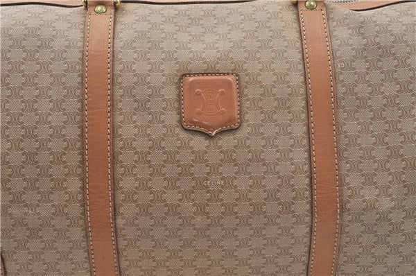 Authentic CELINE Macadam Blason Pattern Boston Hand Bag PVC Leather Beige 4803D
