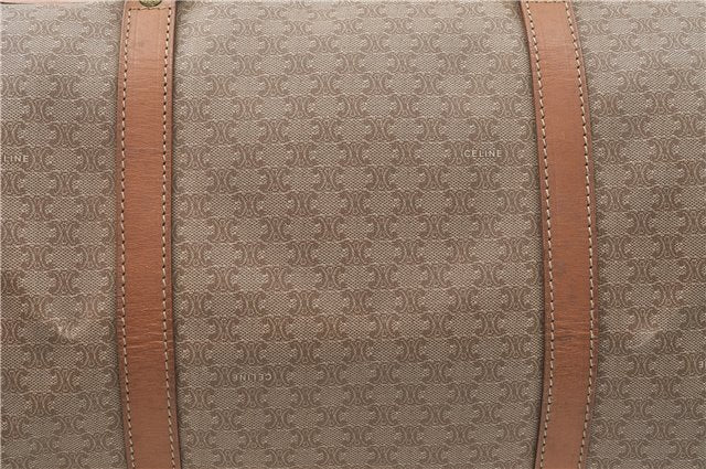 Authentic CELINE Macadam Blason Pattern Boston Hand Bag PVC Leather Beige 4803D