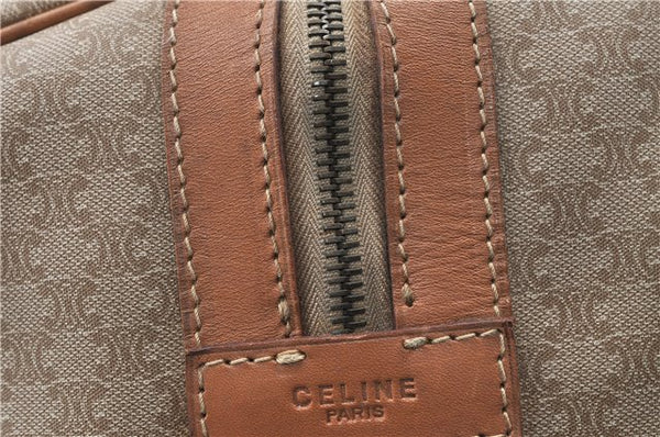 Authentic CELINE Macadam Blason Pattern Boston Hand Bag PVC Leather Beige 4803D