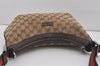 Auth GUCCI Web Sherry Line Shoulder Bag GG Canvas Leather 181092 Brown 4803I