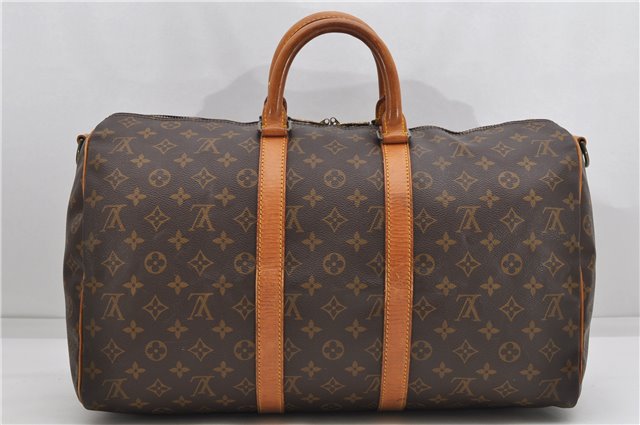 Auth Louis Vuitton Monogram Keepall Bandouliere 45 Boston Bag M41418 LV 4804D