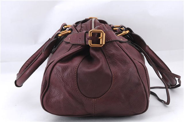 Authentic Chloe Vintage Paddington Leather Shoulder Tote Bag Purple 4808E