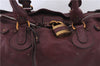 Authentic Chloe Vintage Paddington Leather Shoulder Tote Bag Purple 4808E