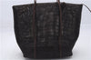 Authentic PRADA Mesh Flower Motif Leather Tote Hand Bag Brown 4809D