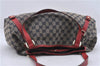 Auth GUCCI Abbey Shoulder Tote Bag GG Canvas Leather 130736 Red Navy Blue 4811D