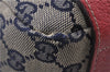 Auth GUCCI Abbey Shoulder Tote Bag GG Canvas Leather 130736 Red Navy Blue 4811D