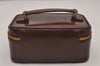 Authentic GUCCI Vintage Bamboo Vanity Hand Bag Purse Enamel Brown 4811I