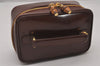 Authentic GUCCI Vintage Bamboo Vanity Hand Bag Purse Enamel Brown 4811I