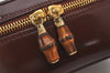 Authentic GUCCI Vintage Bamboo Vanity Hand Bag Purse Enamel Brown 4811I