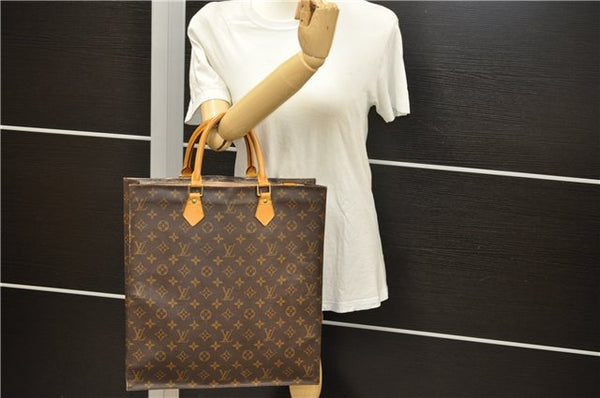 Authentic Louis Vuitton Monogram Sac Plat Hand Bag M51140 LV 4816D