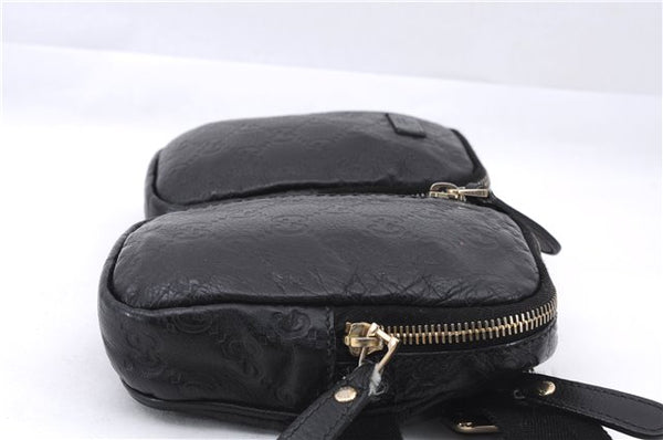 Authentic GUCCI Guccissima Leather Waist Bum Bag Purse 246417 Black 4816E