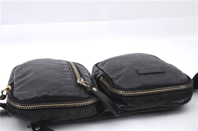 Authentic GUCCI Guccissima Leather Waist Bum Bag Purse 246417 Black 4816E