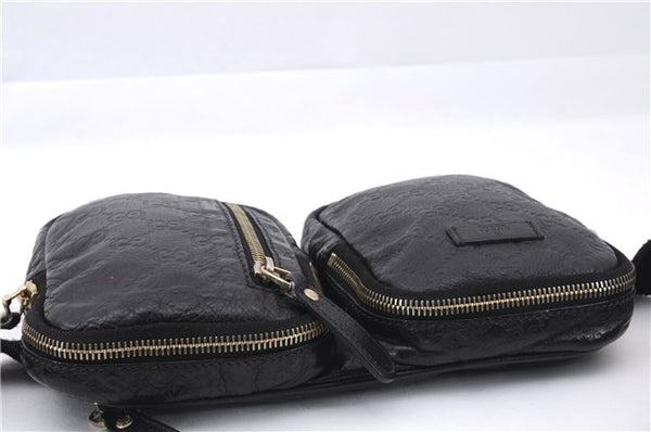 Authentic GUCCI Guccissima Leather Waist Bum Bag Purse 246417 Black 4816E