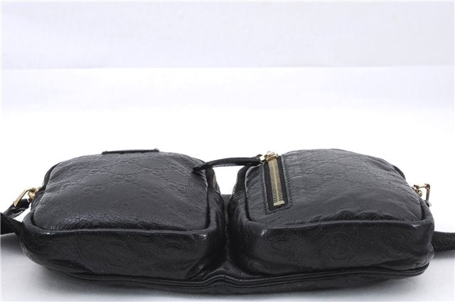 Authentic GUCCI Guccissima Leather Waist Bum Bag Purse 246417 Black 4816E
