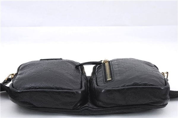 Authentic GUCCI Guccissima Leather Waist Bum Bag Purse 246417 Black 4816E