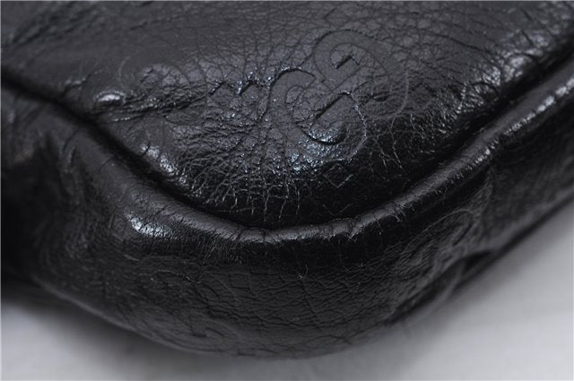 Authentic GUCCI Guccissima Leather Waist Bum Bag Purse 246417 Black 4816E