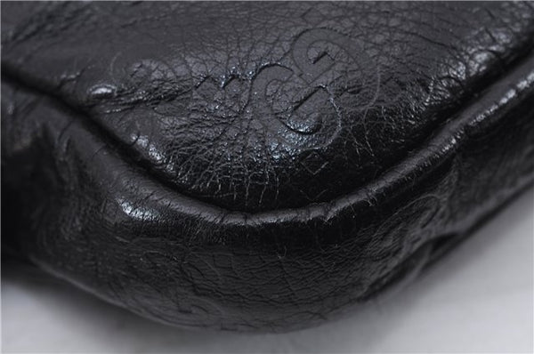 Authentic GUCCI Guccissima Leather Waist Bum Bag Purse 246417 Black 4816E