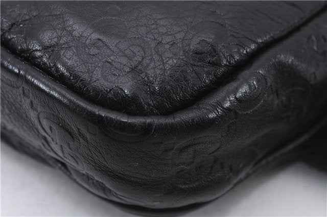 Authentic GUCCI Guccissima Leather Waist Bum Bag Purse 246417 Black 4816E