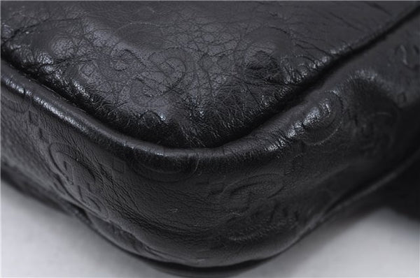 Authentic GUCCI Guccissima Leather Waist Bum Bag Purse 246417 Black 4816E