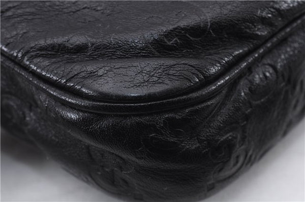 Authentic GUCCI Guccissima Leather Waist Bum Bag Purse 246417 Black 4816E