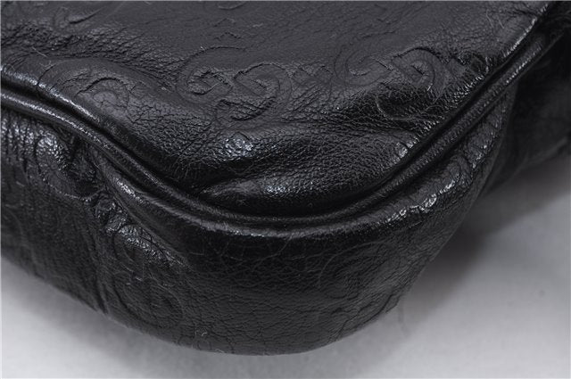 Authentic GUCCI Guccissima Leather Waist Bum Bag Purse 246417 Black 4816E