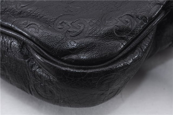 Authentic GUCCI Guccissima Leather Waist Bum Bag Purse 246417 Black 4816E