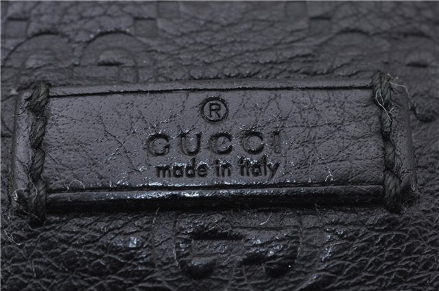Authentic GUCCI Guccissima Leather Waist Bum Bag Purse 246417 Black 4816E