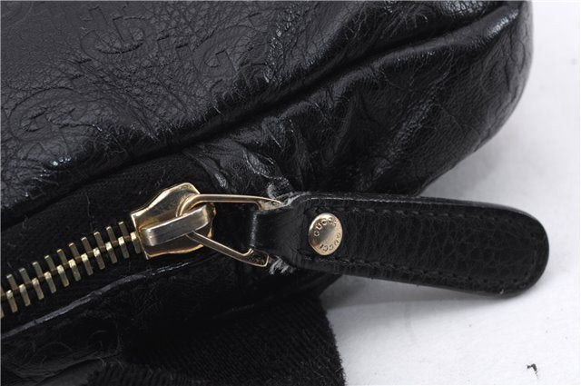 Authentic GUCCI Guccissima Leather Waist Bum Bag Purse 246417 Black 4816E