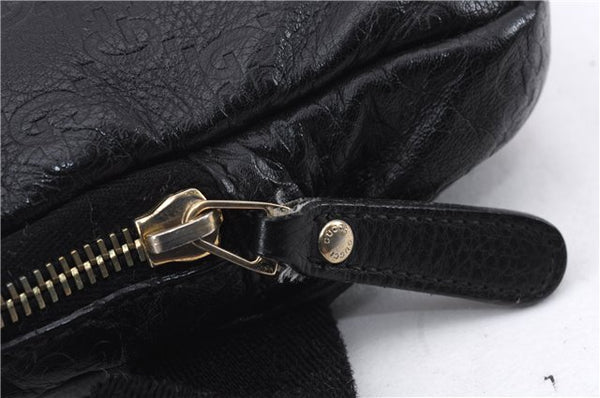 Authentic GUCCI Guccissima Leather Waist Bum Bag Purse 246417 Black 4816E