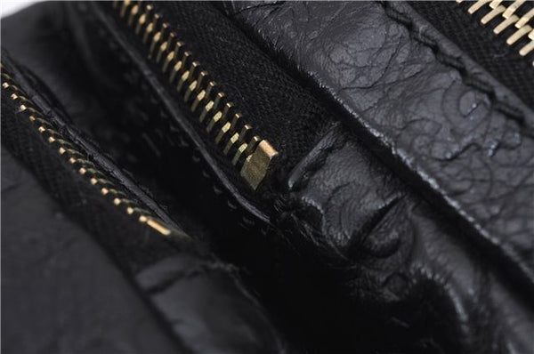 Authentic GUCCI Guccissima Leather Waist Bum Bag Purse 246417 Black 4816E