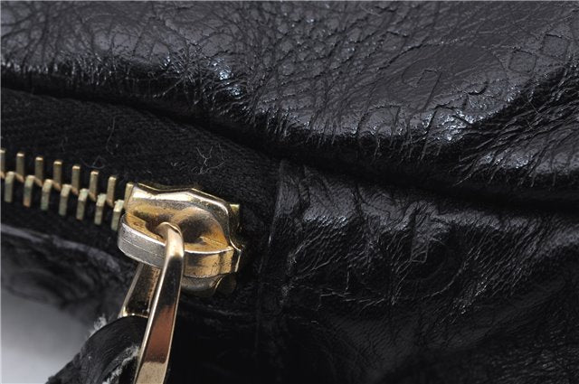 Authentic GUCCI Guccissima Leather Waist Bum Bag Purse 246417 Black 4816E