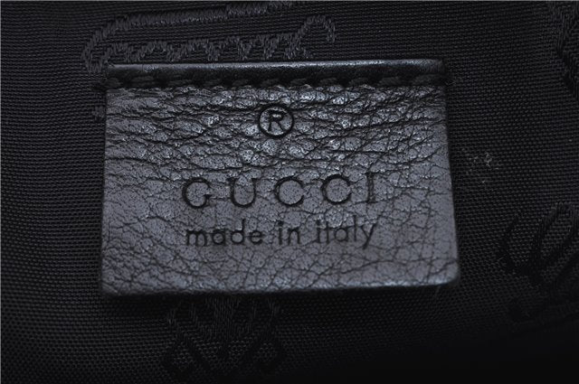 Authentic GUCCI Guccissima Leather Waist Bum Bag Purse 246417 Black 4816E