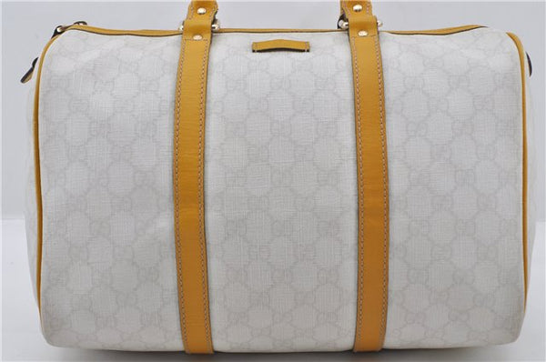 Authentic GUCCI Vintage Hand Boston Bag GG PVC Leather 193603 White 4818E