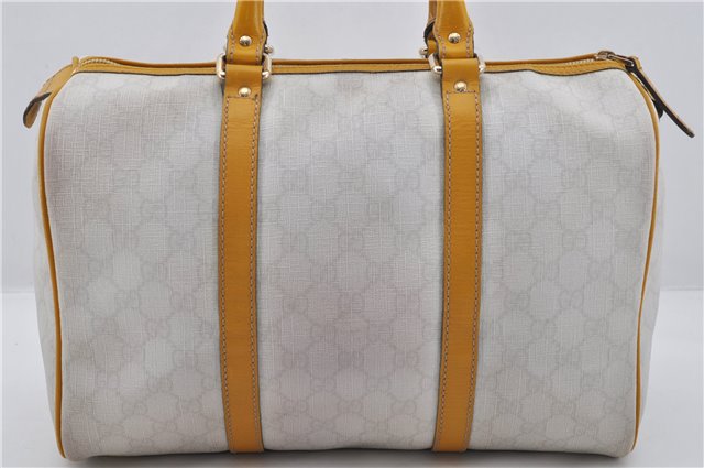 Authentic GUCCI Vintage Hand Boston Bag GG PVC Leather 193603 White 4818E