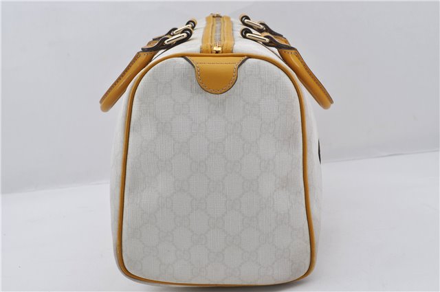 Authentic GUCCI Vintage Hand Boston Bag GG PVC Leather 193603 White 4818E